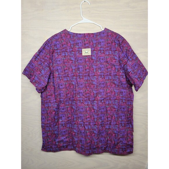 Cottonality Women's SZ 2XL Scrub Top Medical Nursing Shirt Pockets Purple - Picture 6 of 8